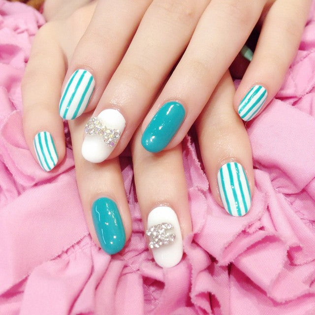 Beautiful aqua nail design
