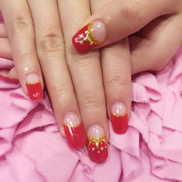 Red French nail design