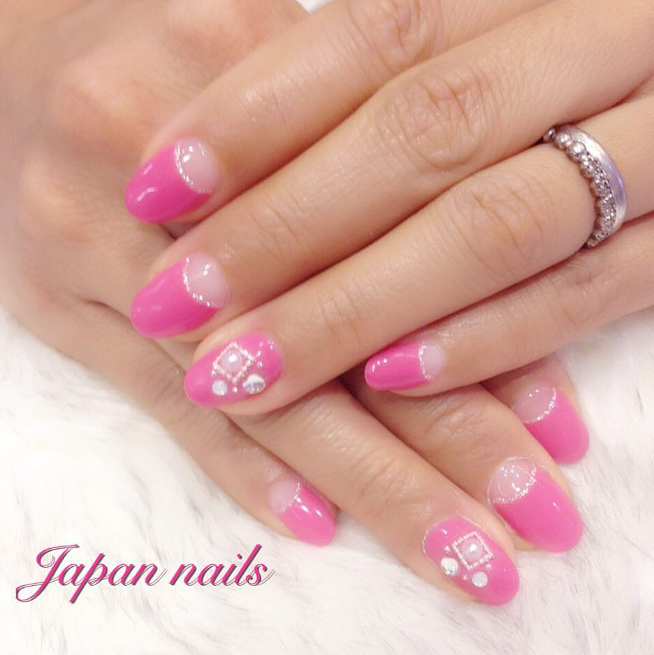 Pink deep French nails
