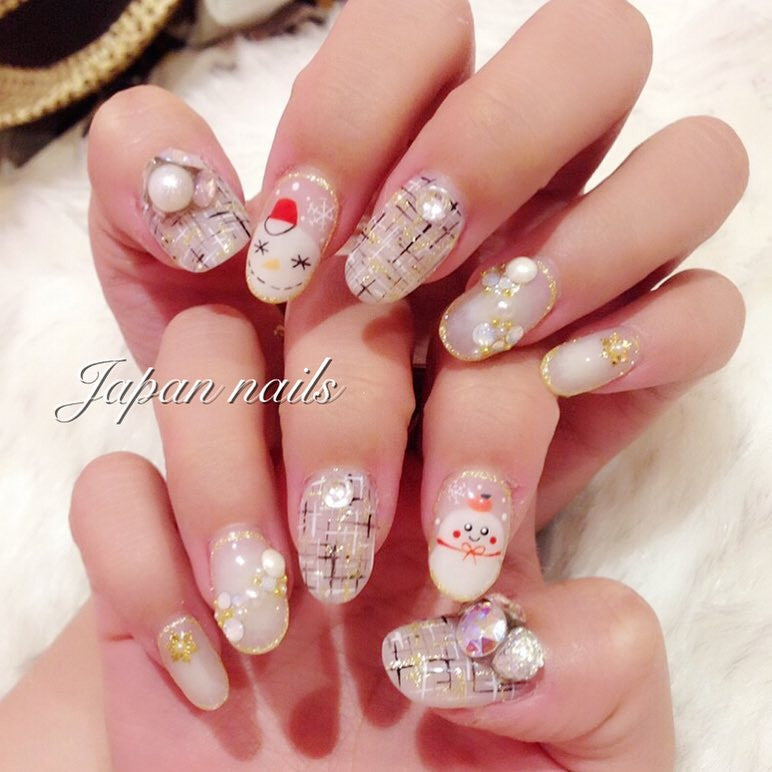 tweed nails with snow man~